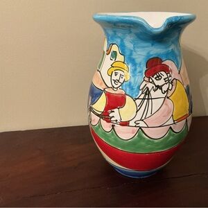 Lamusa pitcher, unique hand painted, made in Italy,